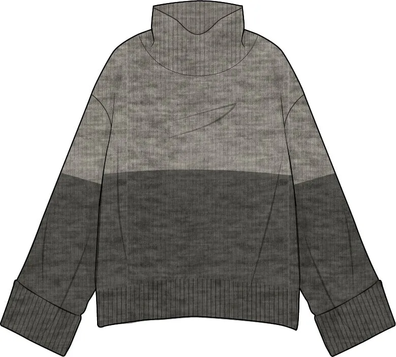 Technical flat — two-tone turtleneck sweater