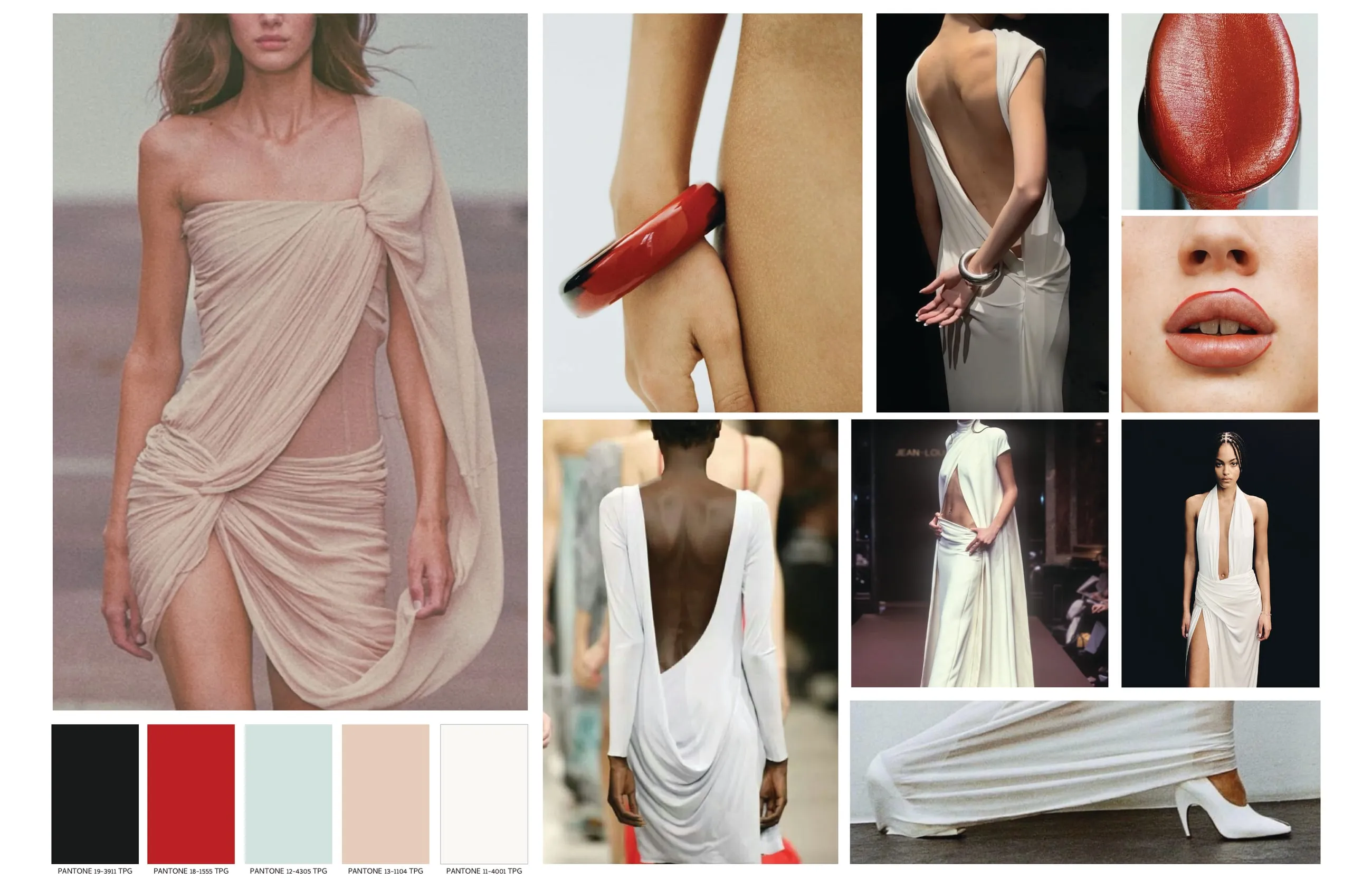 Mood board 02 — draped ivory color and silhouette direction