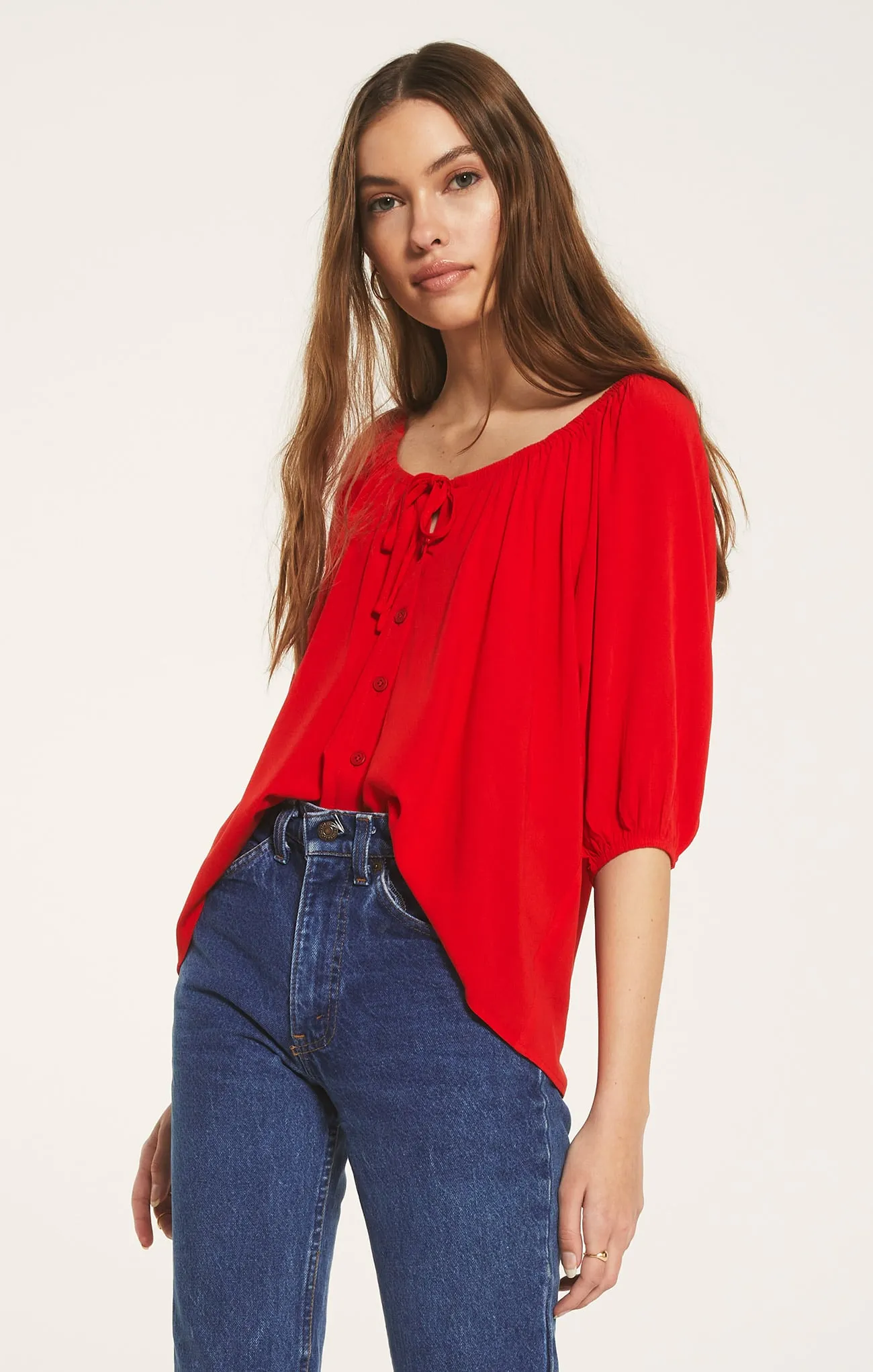 Other's Follow red peasant top