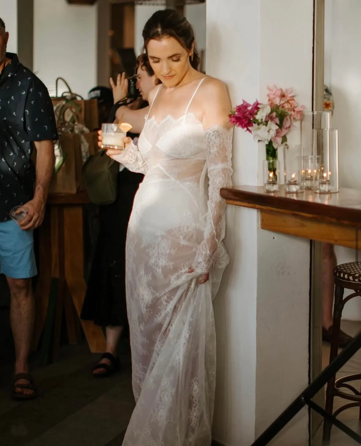 NBD white sheer gown