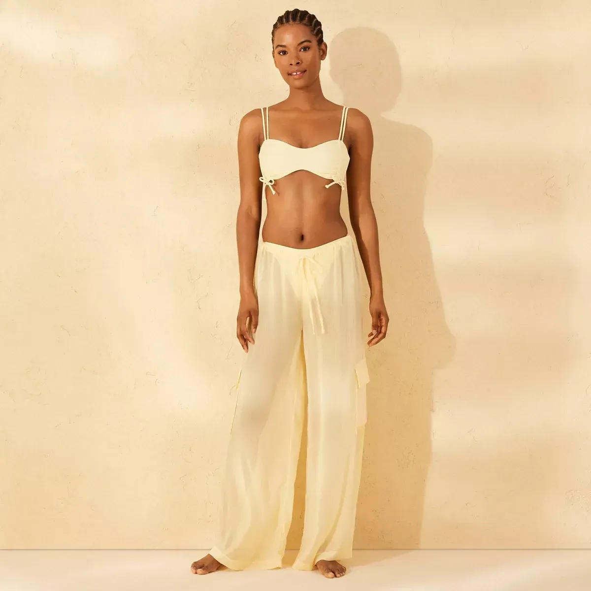 Wild Fable yellow beach pants and wrap top