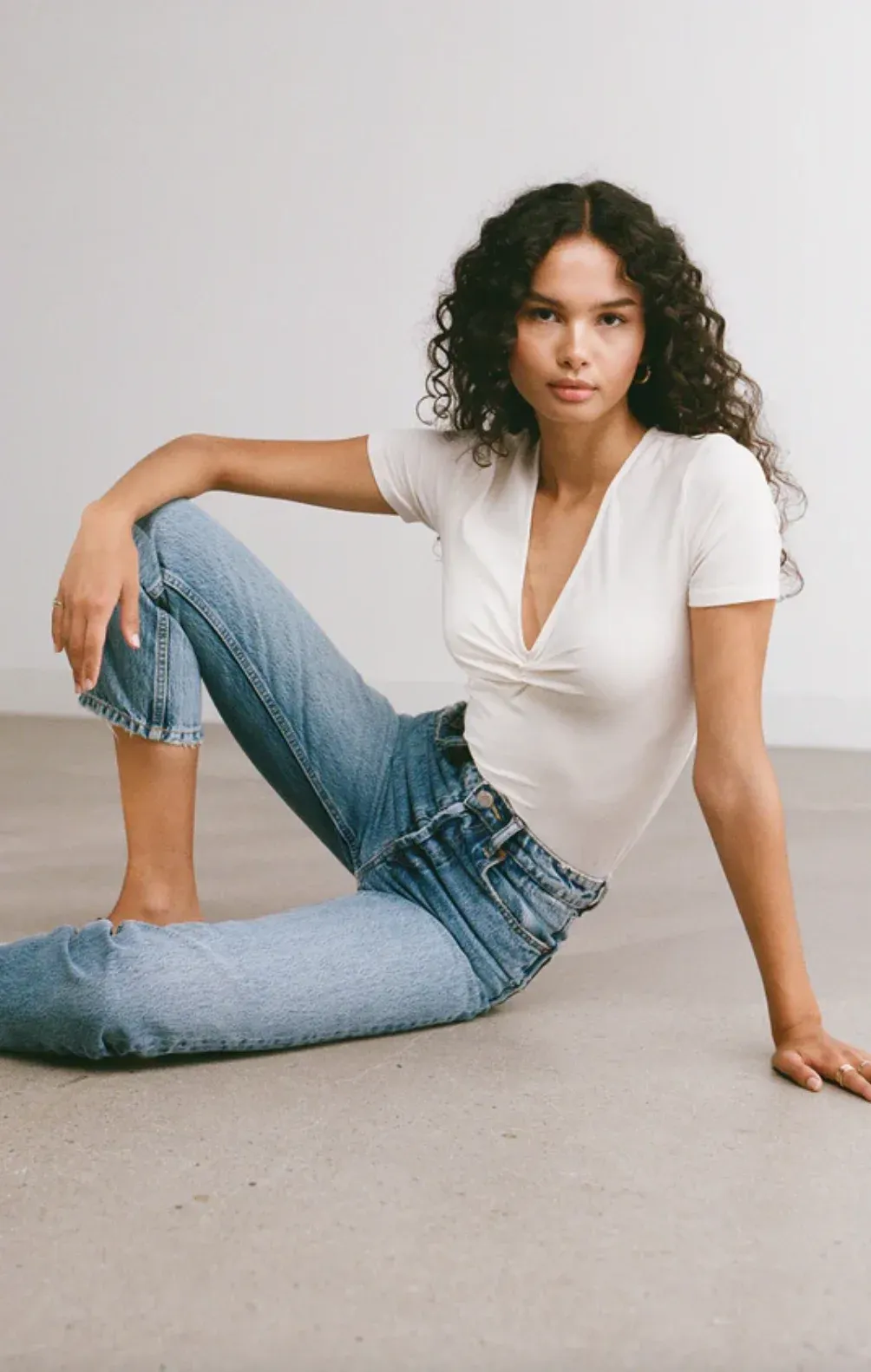 White twist top and jeans