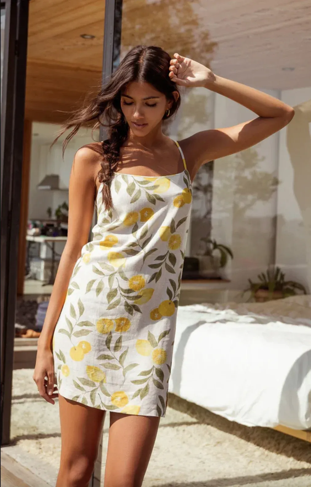 Yellow floral mini dress